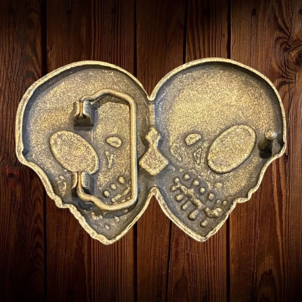 Skeleton Skull Belt Buckle Antiques Bronze